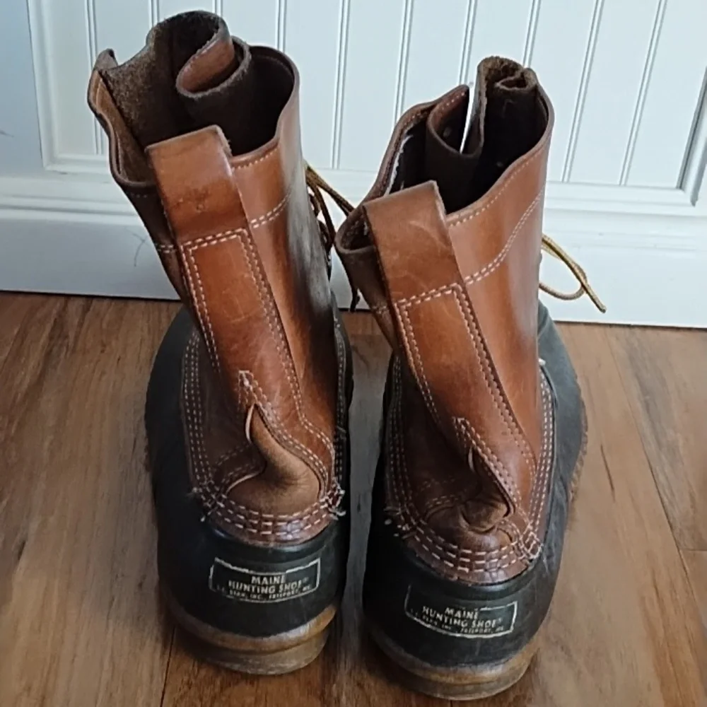 L.L. Bean Men's Brown Leather + Black Rubber Duck Boots